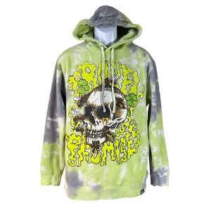 Broken Promises Hoodie Mens Large Green Tie Dye RARE Bee Heartless Skull Graphic